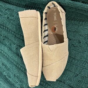 TOMS Beige Canvas Slip-On Shoes